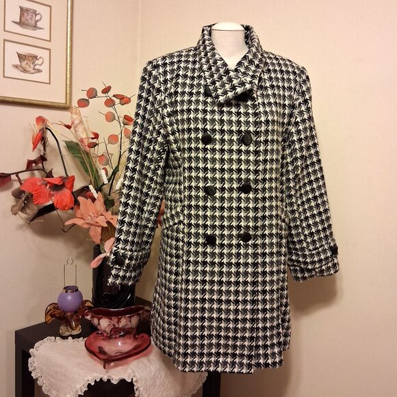 NEW Women’s Gray Black Double-Breasted Lined Trench Coat Winter Outerwear 18 XL - Picture 1 of 10